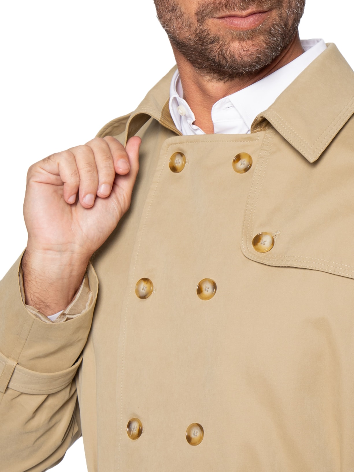 Jaqueta Masculina Over Coat Tecno Em Algodão Bege Paramount Alfaiataria
