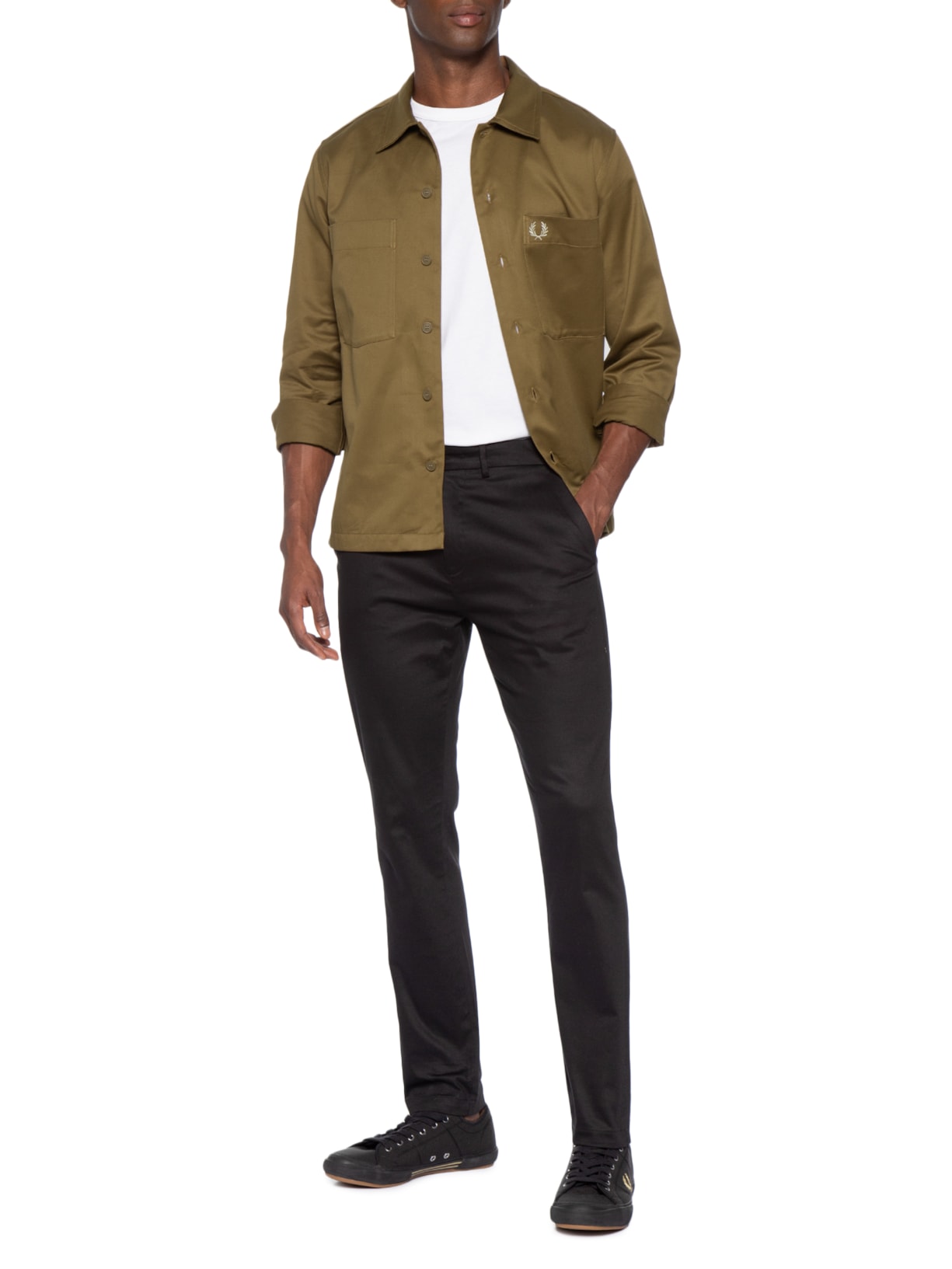 Jaqueta Masculina Overshirt Com Bolso Frontal Marrom Fred Perry
