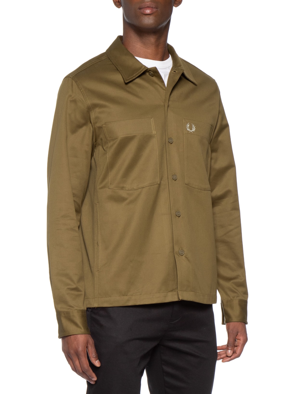 Jaqueta Masculina Overshirt Com Bolso Frontal Marrom Fred Perry