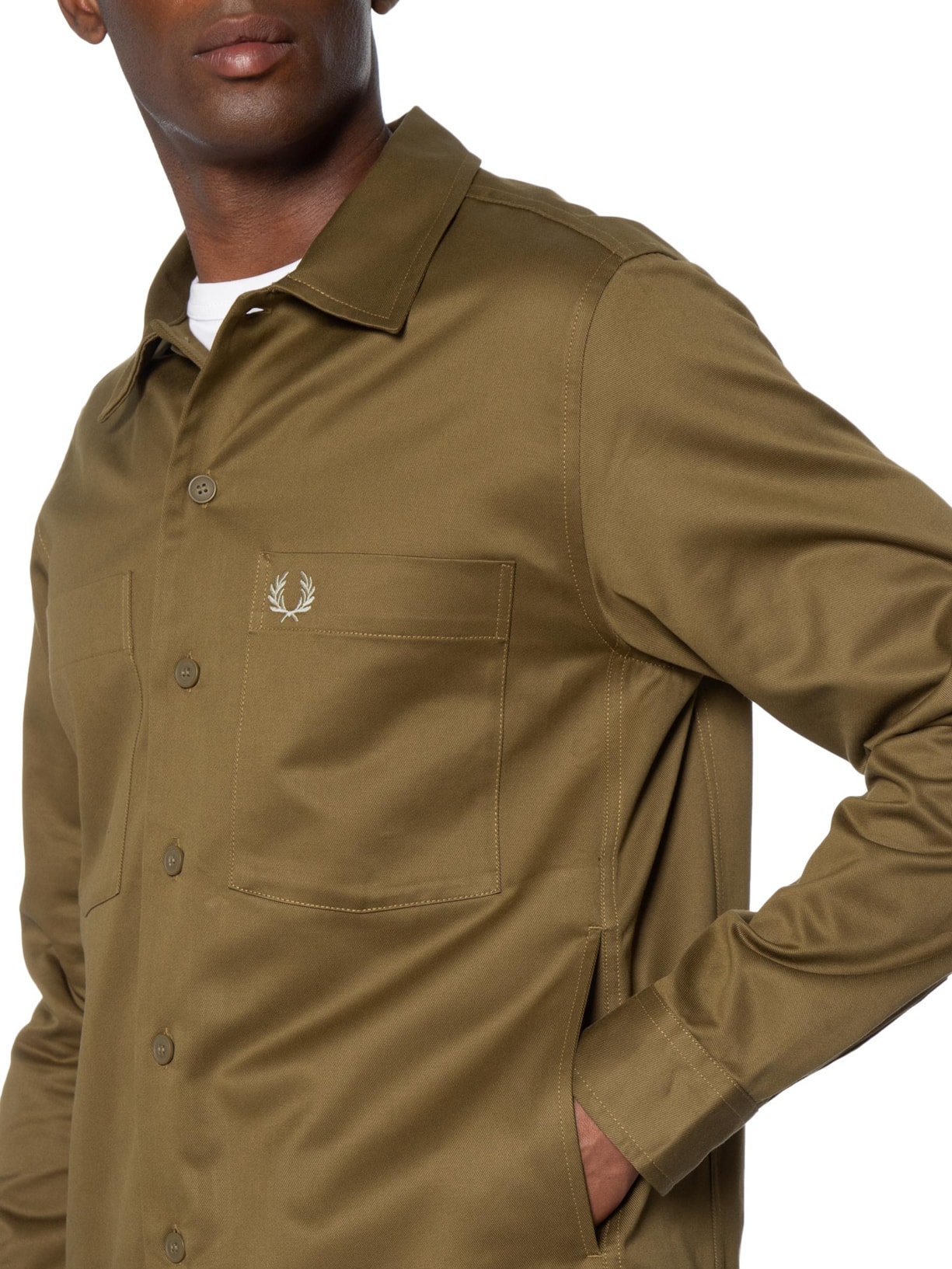 Jaqueta Masculina Overshirt Com Bolso Frontal Marrom Fred Perry