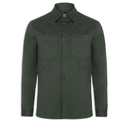 Jaqueta Masculina Overshirt De Sarja Colors - Verde