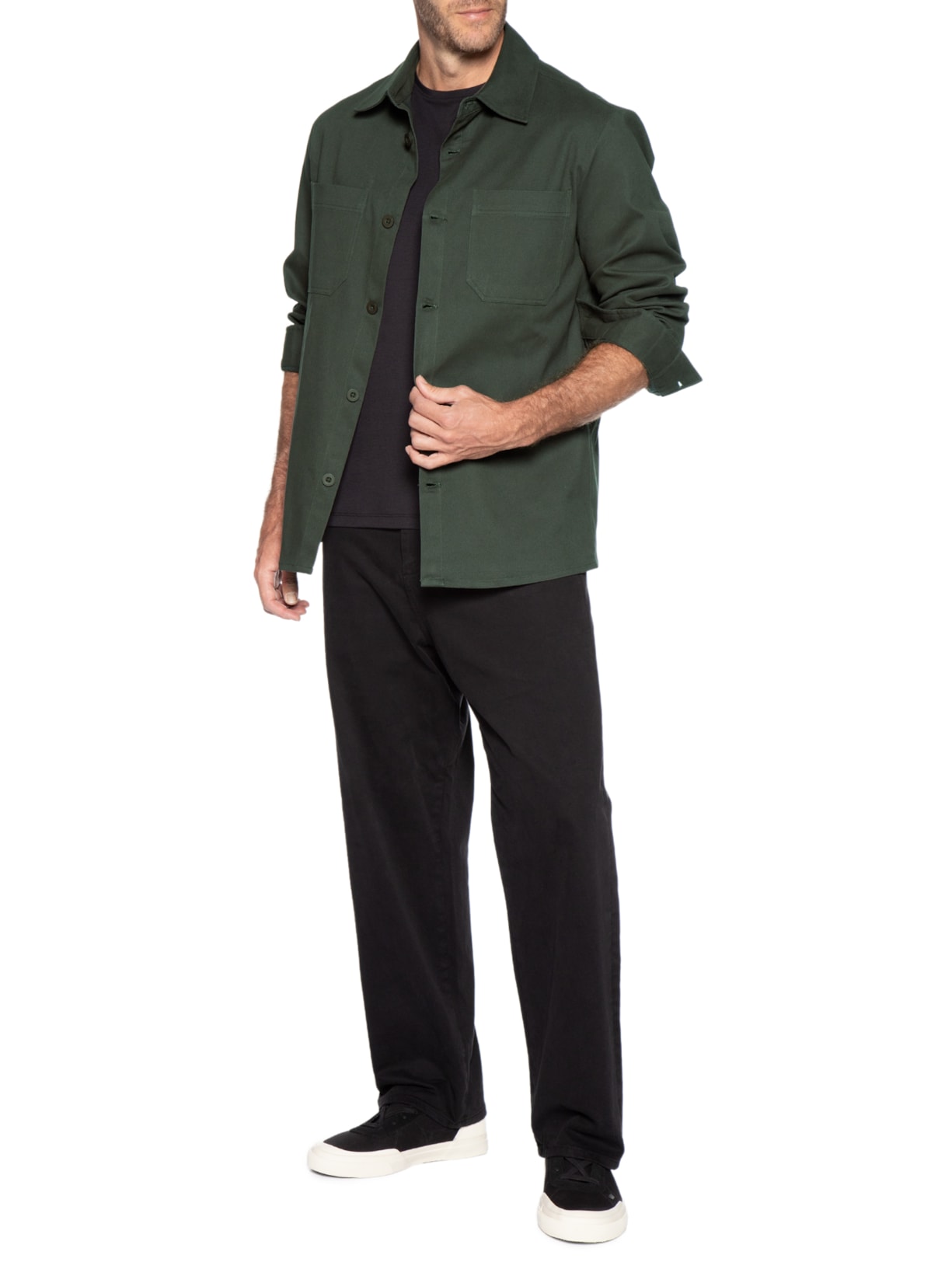 Jaqueta Masculina Overshirt De Sarja Colors Verde Foxton