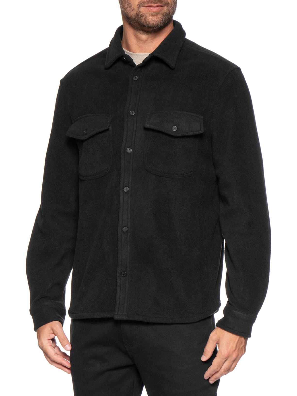 Jaqueta Masculina Overshirt Fleece Damie Preto Reserva