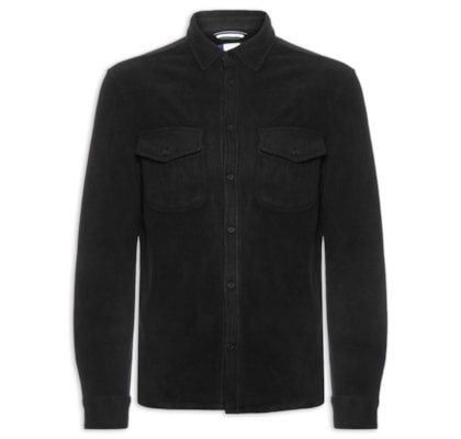 Jaqueta Masculina Overshirt Fleece Damie - Preto