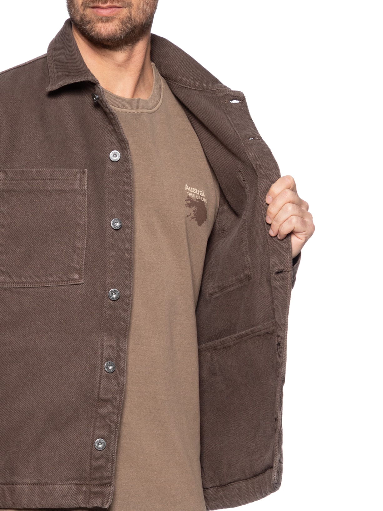 Jaqueta Masculina Overshirt Heavy Lyon Marrom Austral