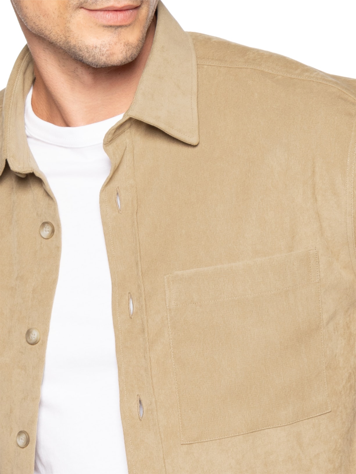 Jaqueta Masculina Overshirt Twill Bege Zapalla
