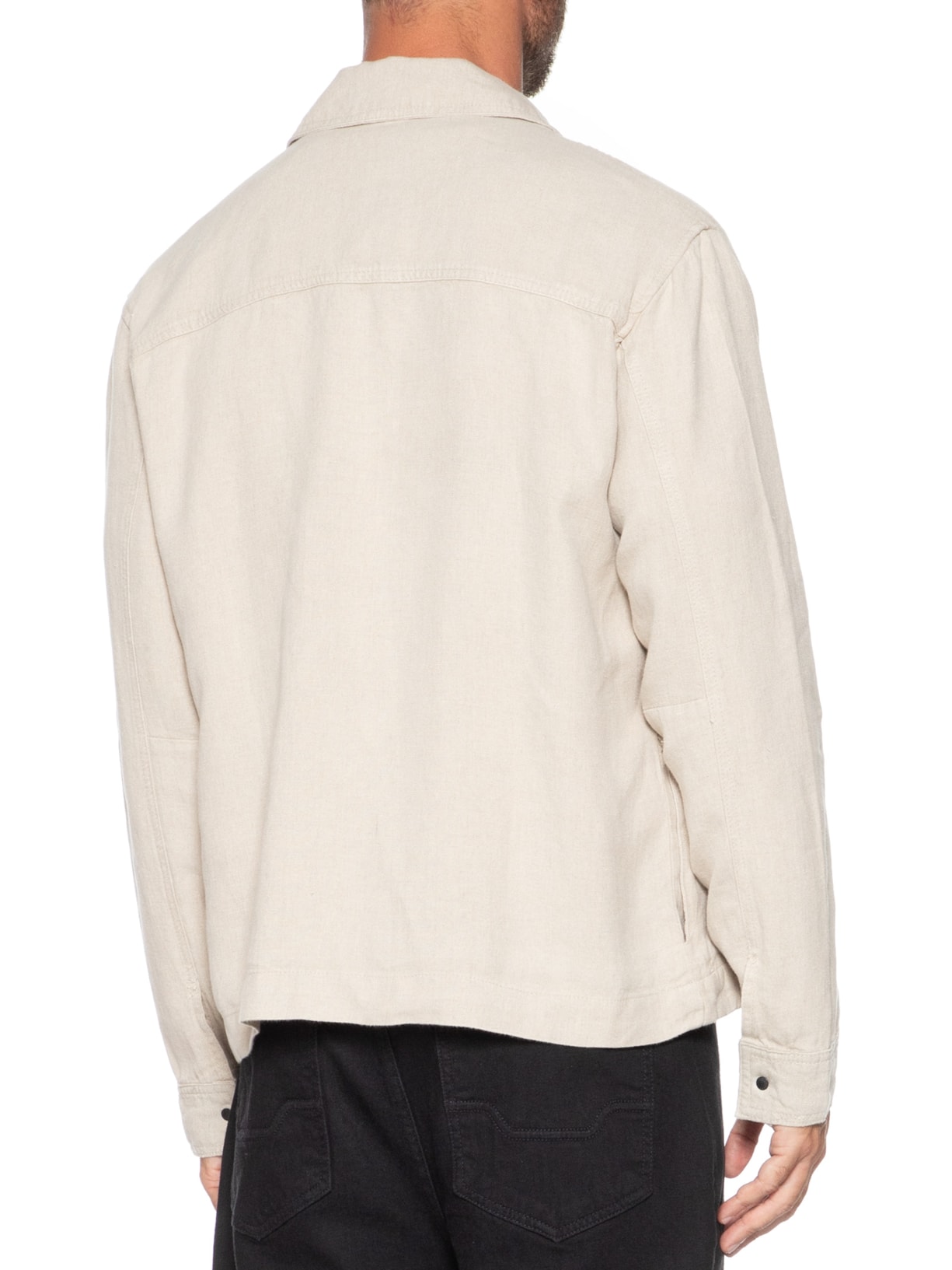 Jaqueta Masculina Overshirt Utility Linen Bege Osklen