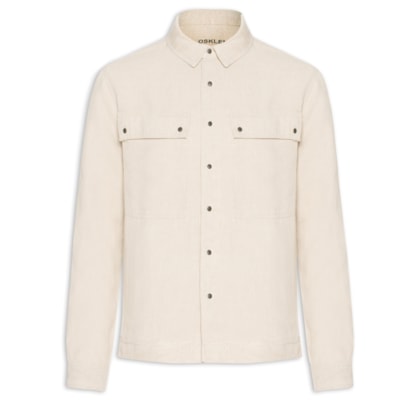 Jaqueta Masculina Overshirt Utility Linen - Bege