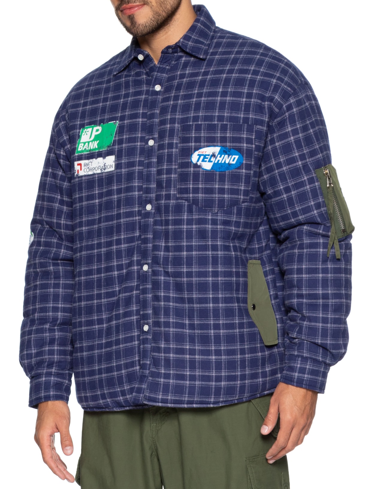 Jaqueta Masculina Padded Flanel Azul Piet