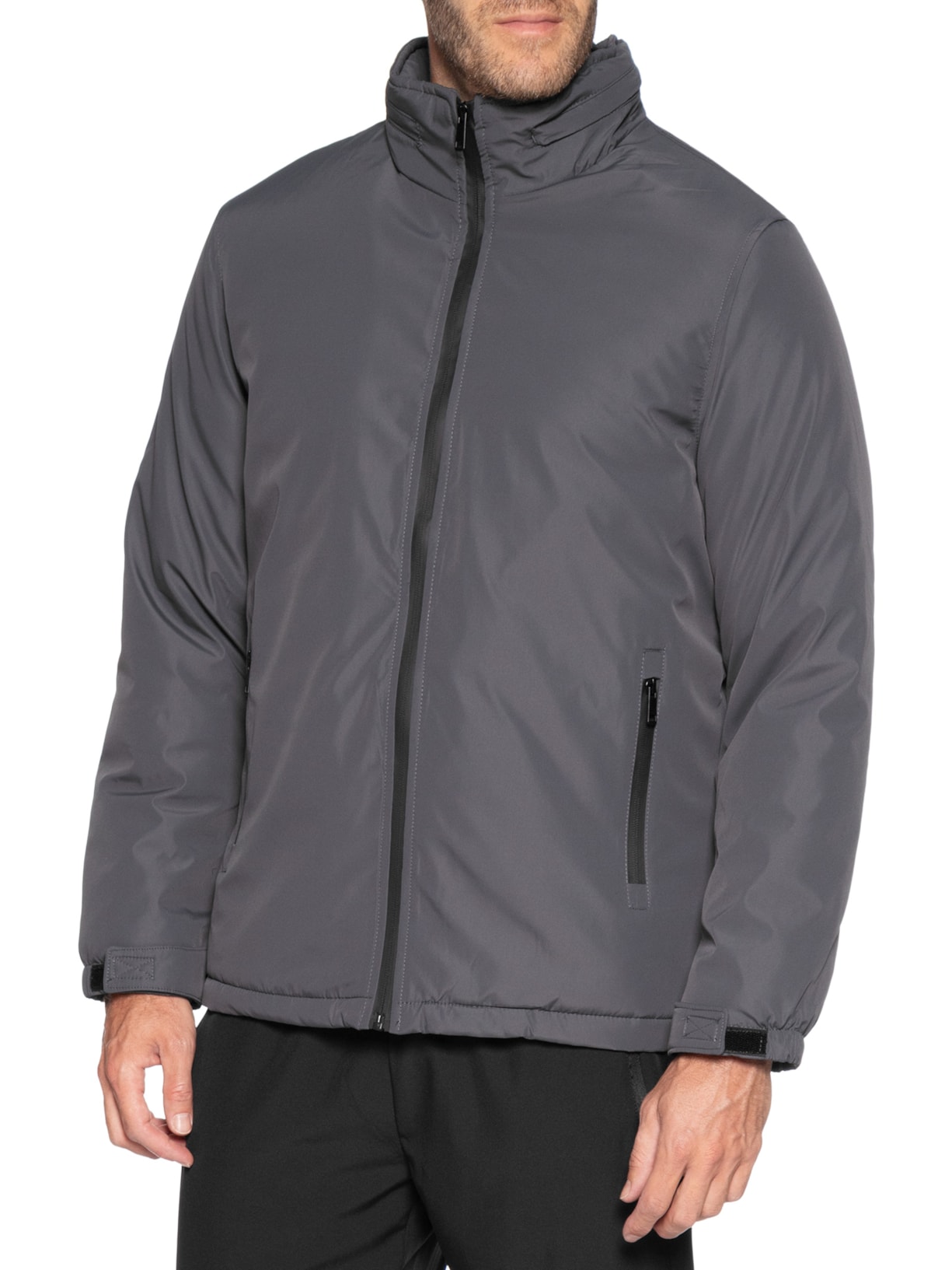 Jaqueta Masculina Parka Com Capuz Cinza Basiq Men