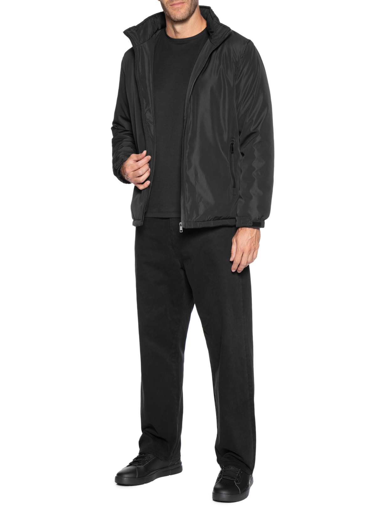 Jaqueta Masculina Parka Com Capuz Preto Basiq Men