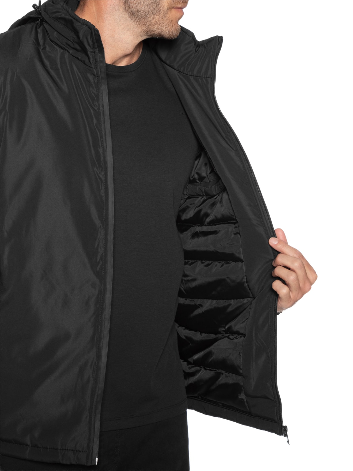 Jaqueta Masculina Parka Com Capuz Preto Basiq Men