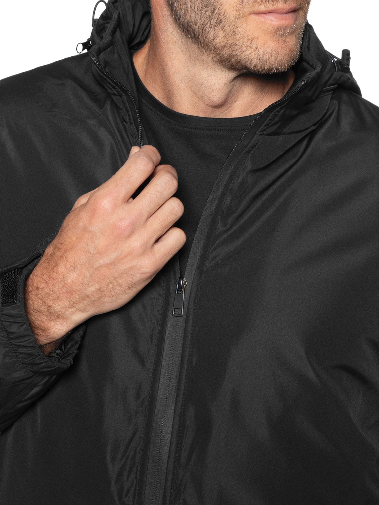 Jaqueta Masculina Parka Com Capuz Preto Basiq Men