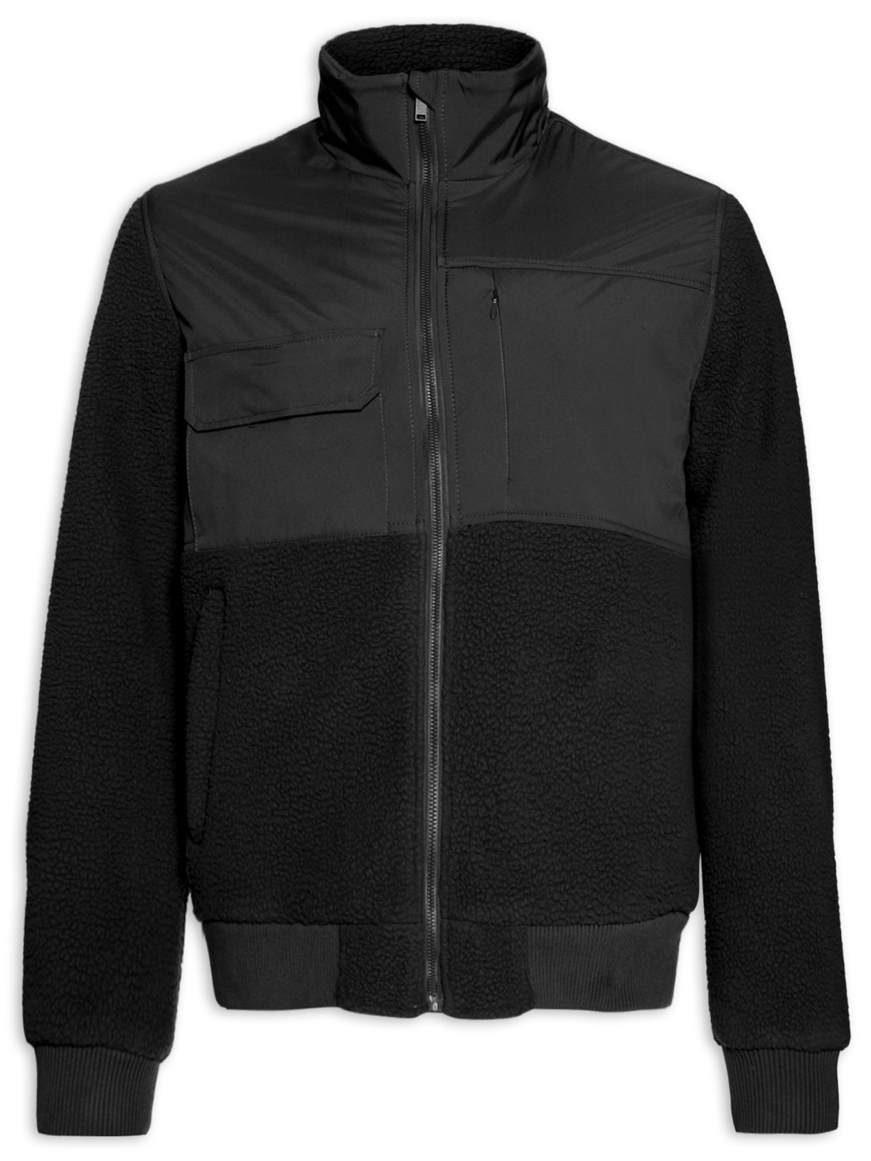 Jaqueta Masculina Polar Fleece Mix - Preto