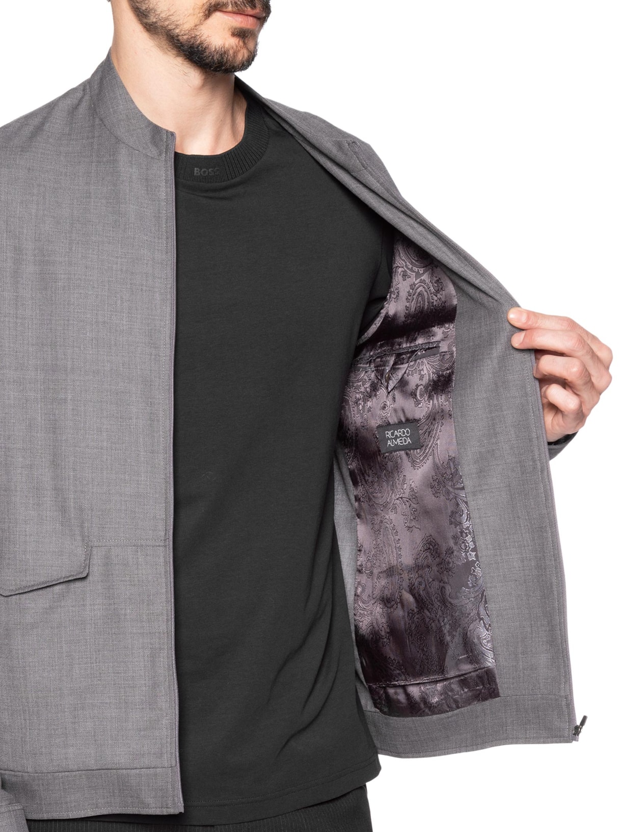 Jaqueta Masculina Portinhola Cinza Ricardo Almeida