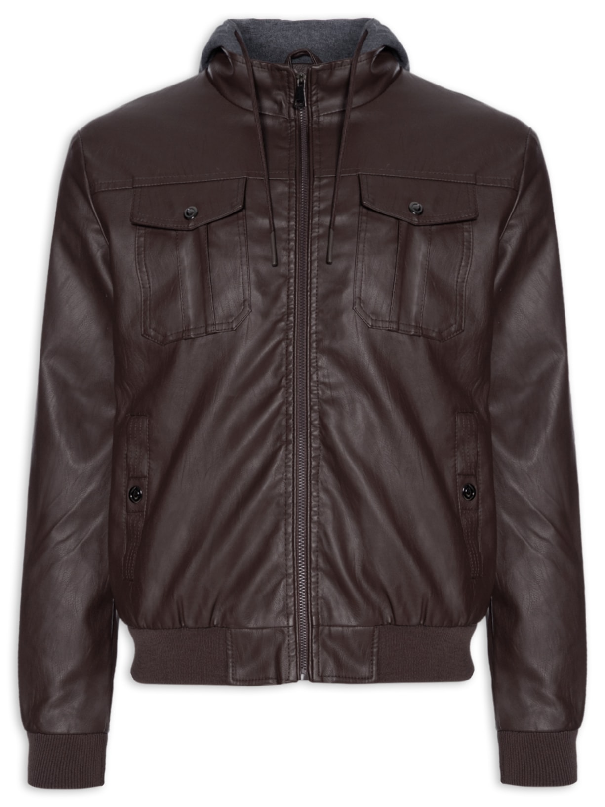 Jaqueta Masculina PU Utilitária Marrom Basiq Men