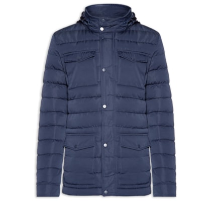 Jaqueta Masculina Puffer Alongada - Azul