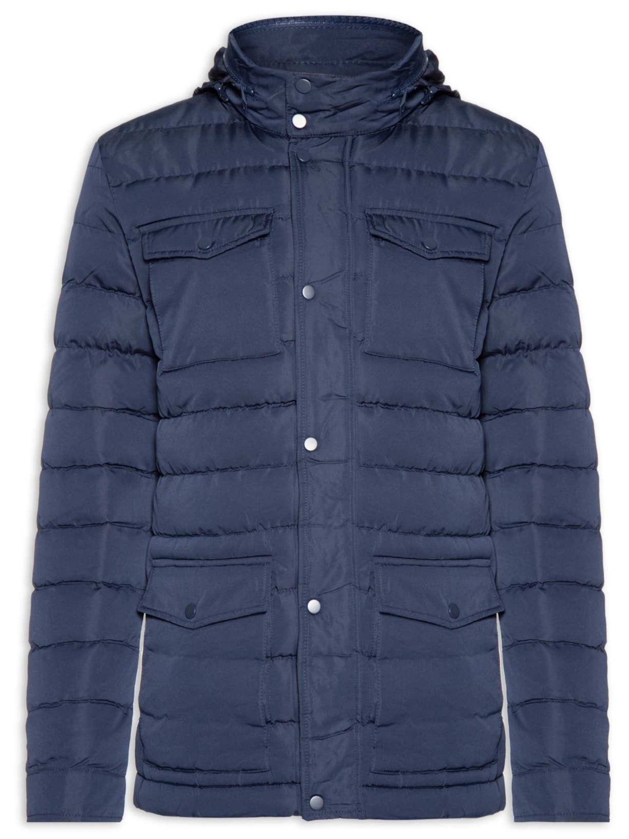 Jaqueta Masculina Puffer Alongada - Azul
