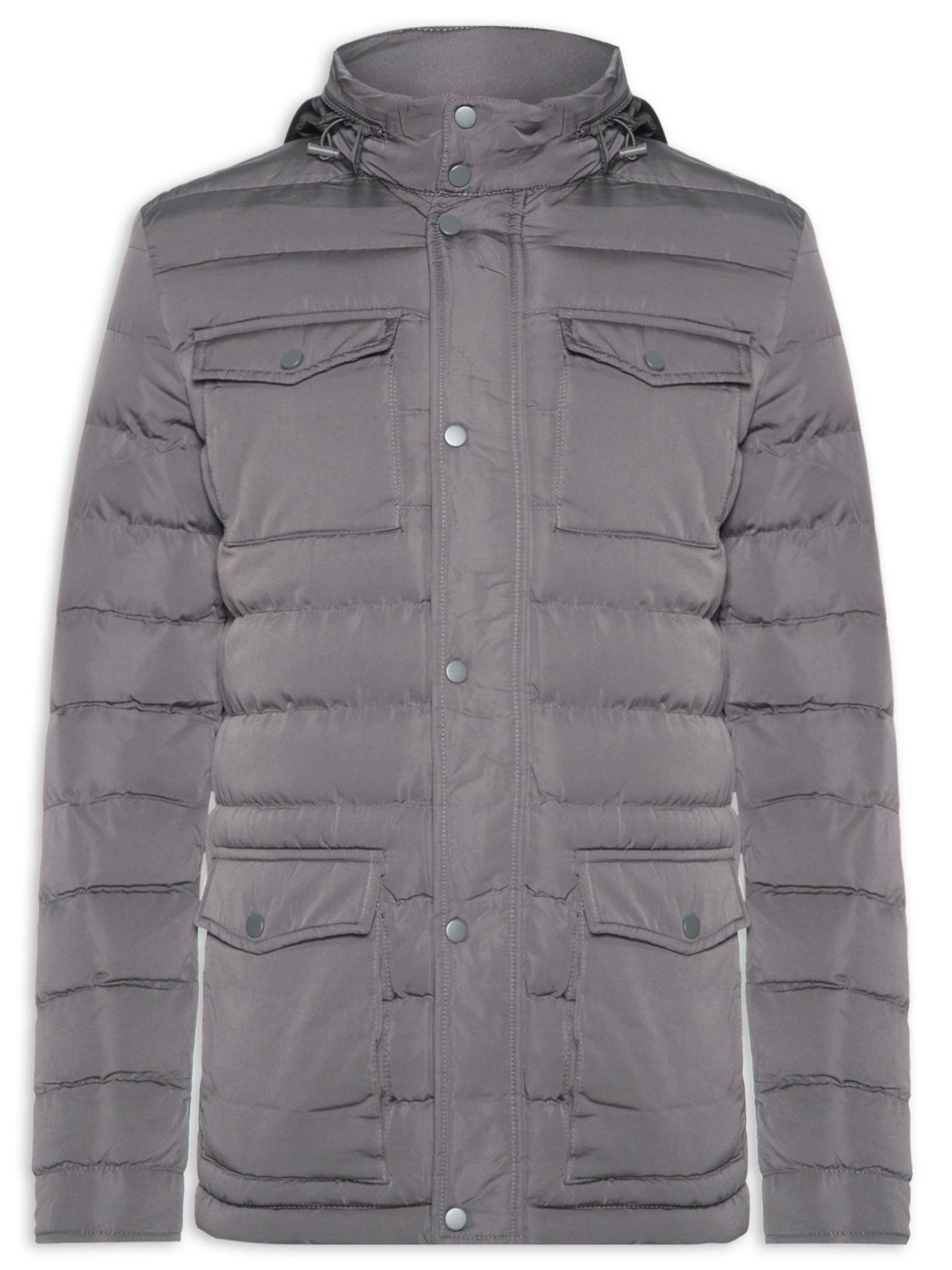 Jaqueta Masculina Puffer Alongada Cinza Basiq Men