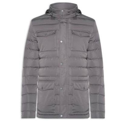 Jaqueta Masculina Puffer Alongada - Cinza