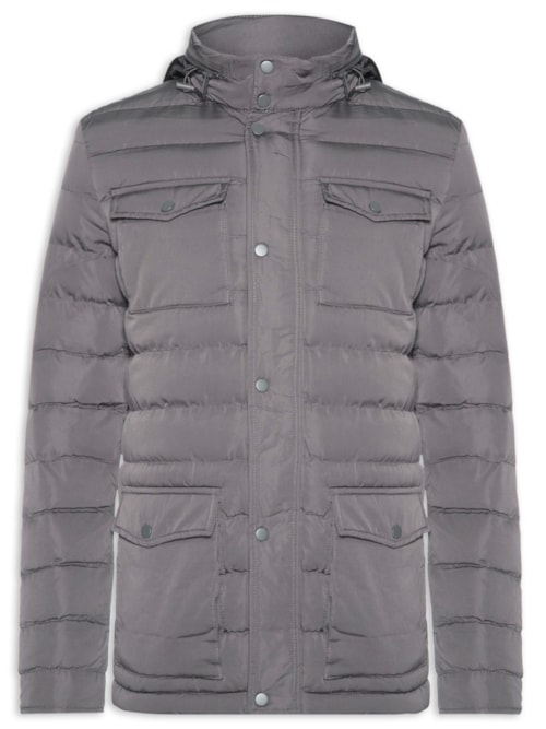 Jaqueta Masculina Puffer Alongada - Cinza