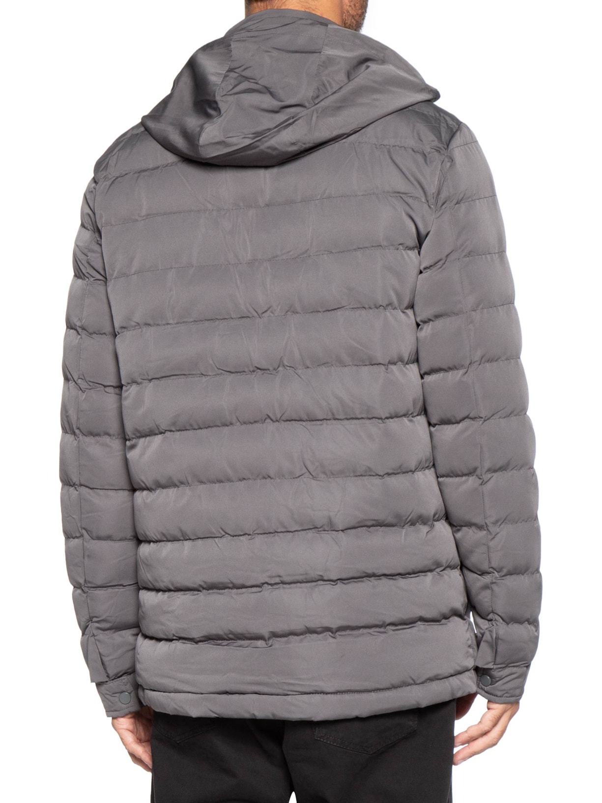 Jaqueta Masculina Puffer Alongada Cinza Basiq Men