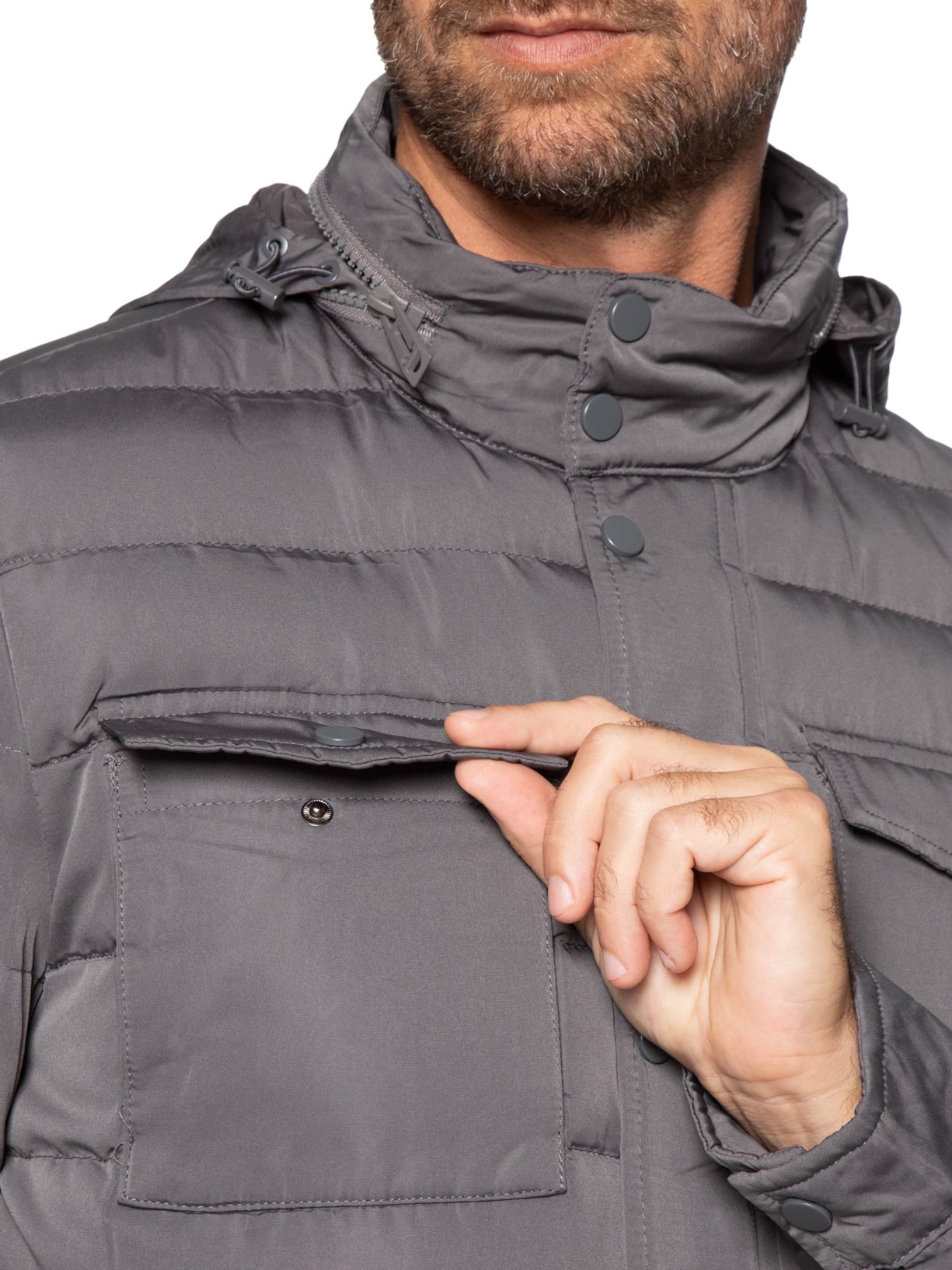 Jaqueta Masculina Puffer Alongada Cinza Basiq Men