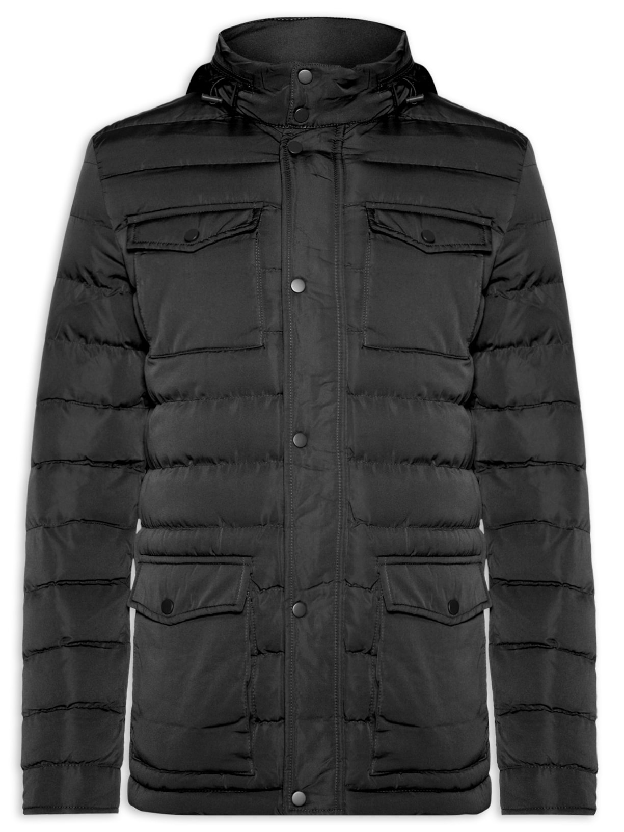 Jaqueta Masculina Puffer Alongada Preto Basiq Men