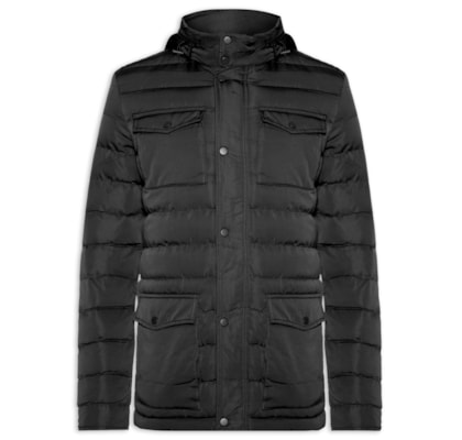 Jaqueta Masculina Puffer Alongada - Preto