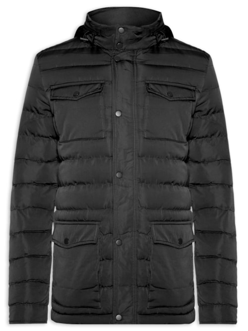 Jaqueta Masculina Puffer Alongada - Preto