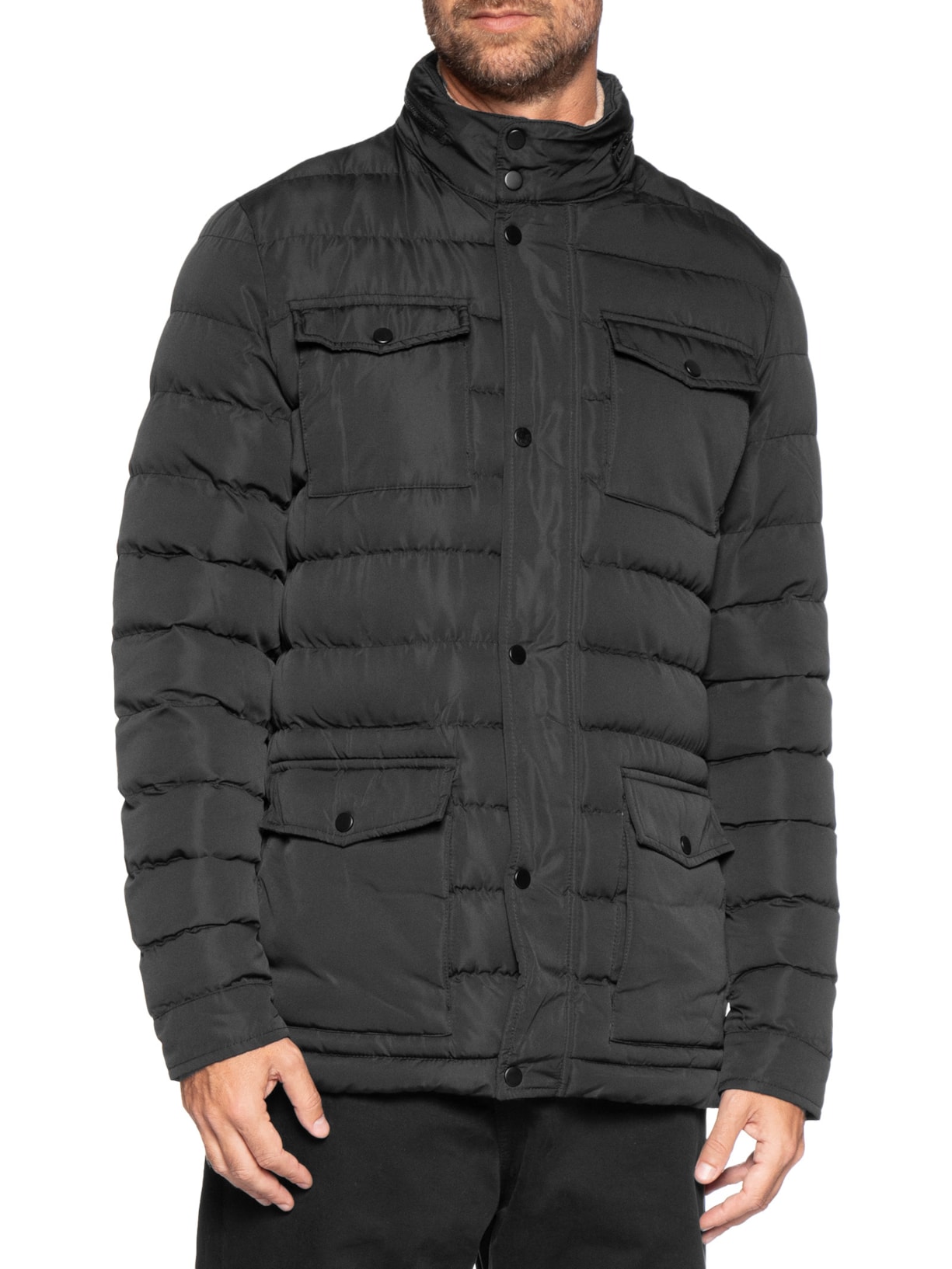 Jaqueta Masculina Puffer Alongada Preto Basiq Men