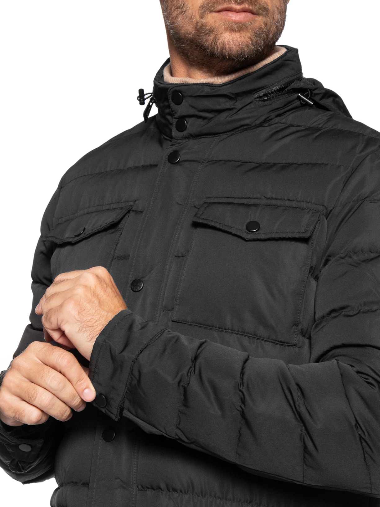 Jaqueta Masculina Puffer Alongada Preto Basiq Men
