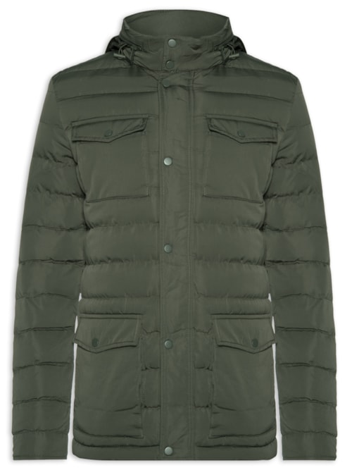 Jaqueta Masculina Puffer Alongada - Verde