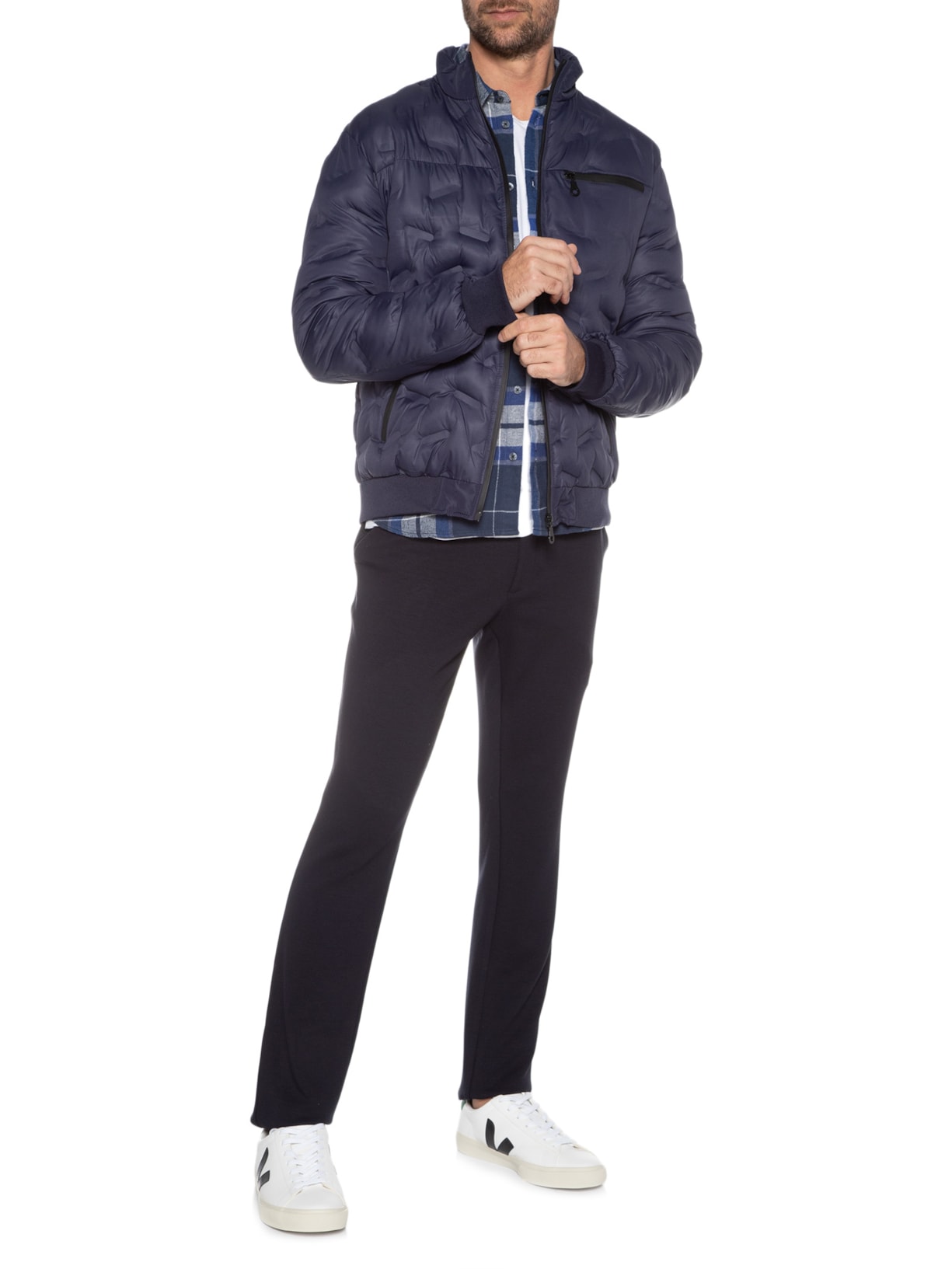 Jaqueta Masculina Puffer Azul '2 Essential