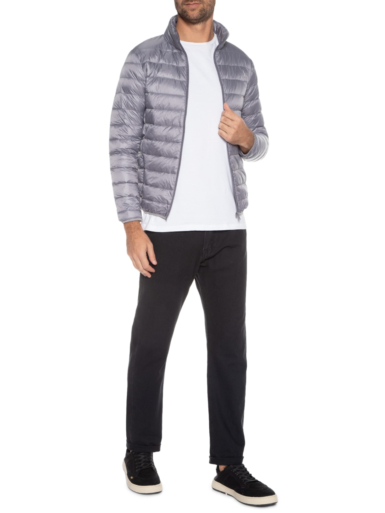 Jaqueta Masculina Puffer Basic Cinza Kour