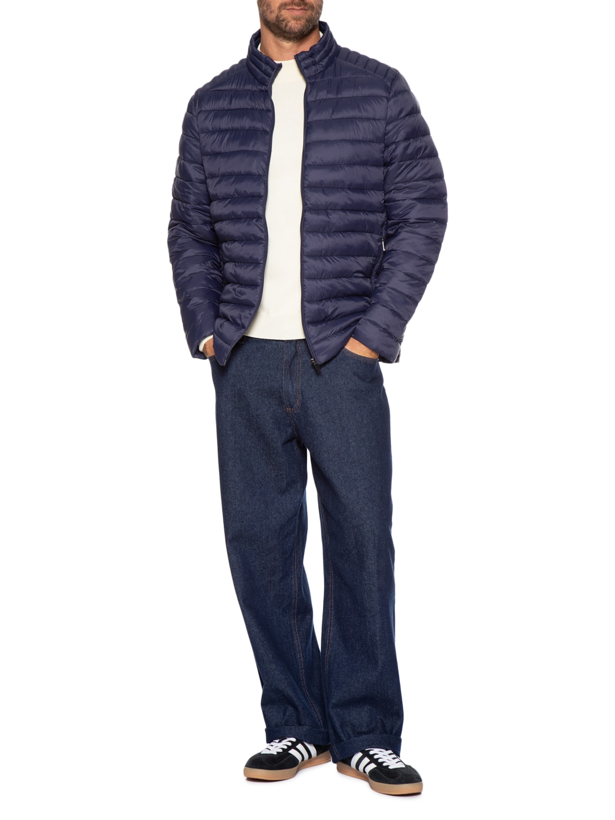 Jaqueta Masculina Puffer Básica Azul Basiq Men