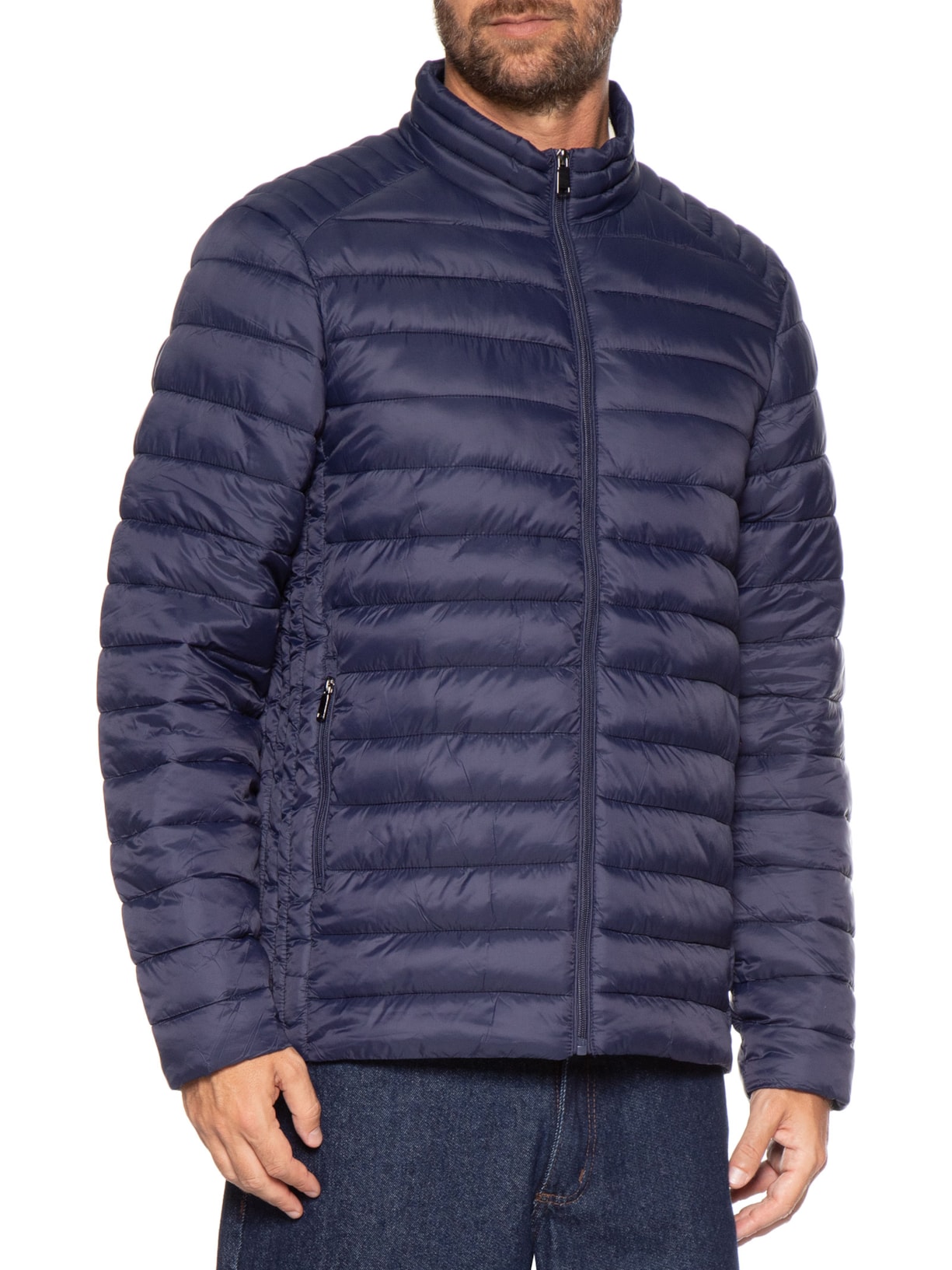Jaqueta Masculina Puffer Básica Azul Basiq Men