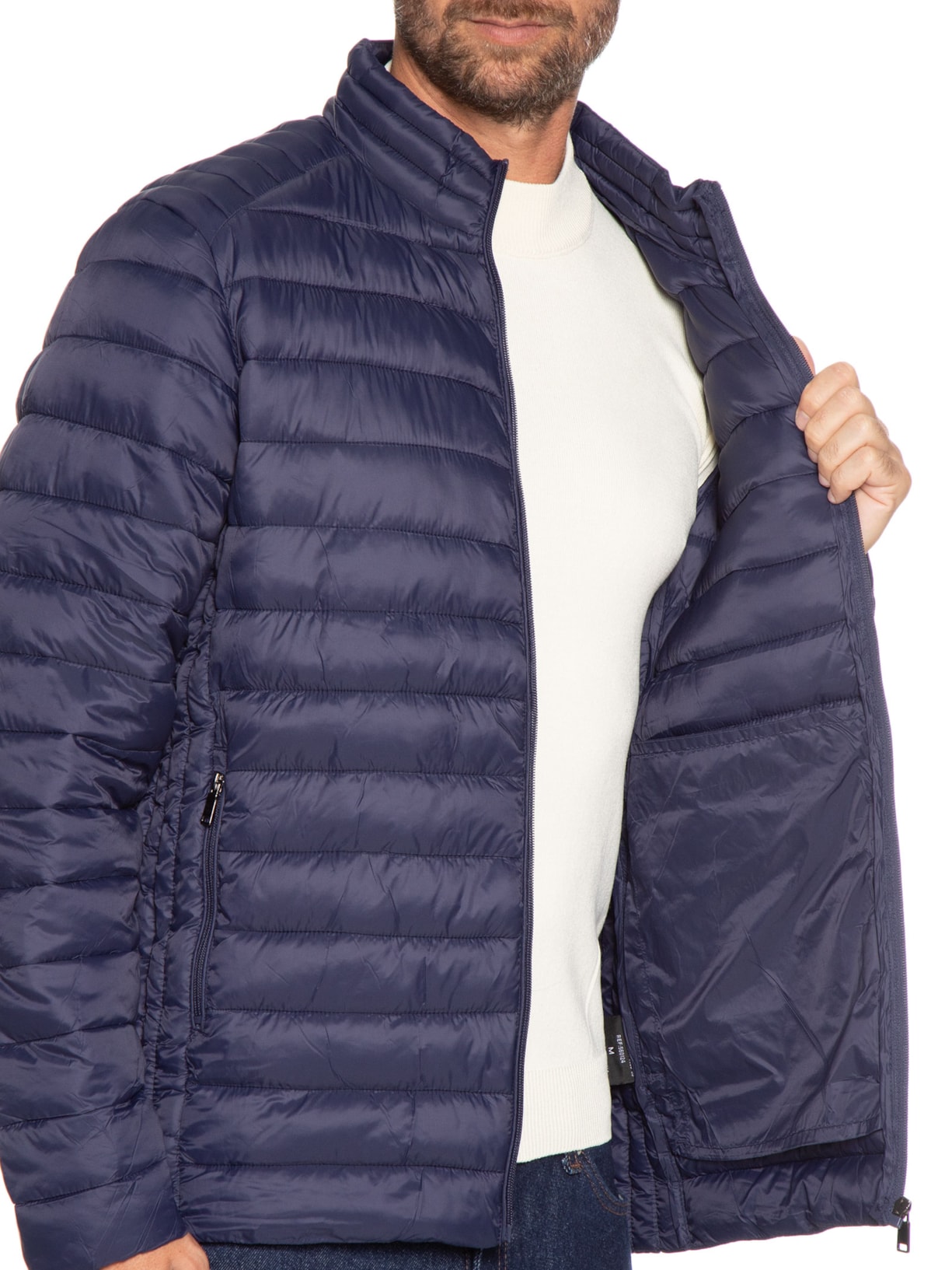Jaqueta Masculina Puffer Básica Azul Basiq Men