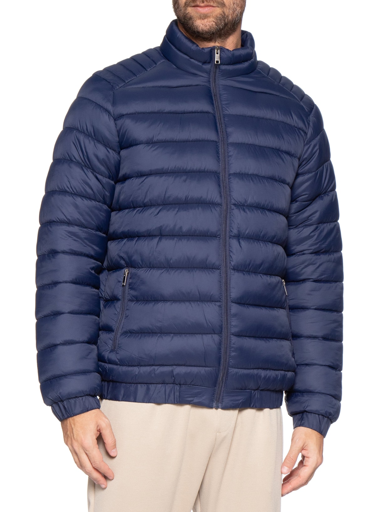 Jaqueta Masculina Puffer Básica Azul Basiq Men