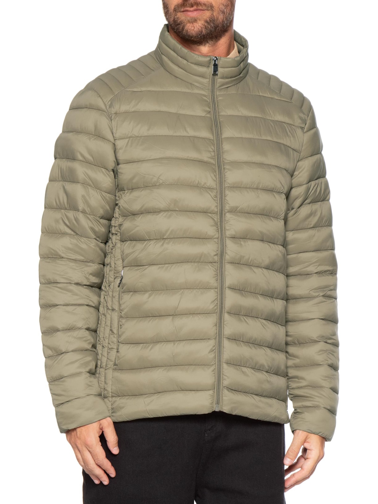Jaqueta Masculina Puffer Básica Bege Basiq Men