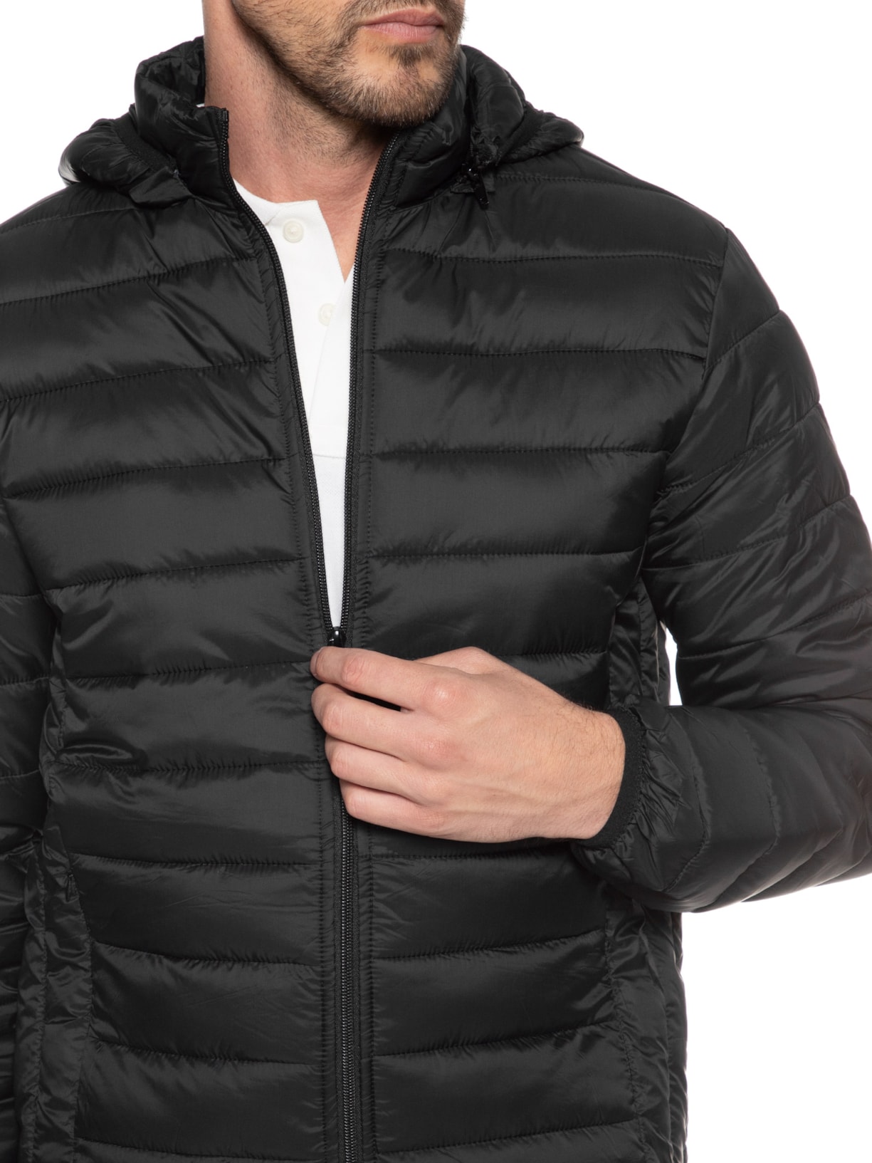 Jaqueta Masculina Puffer Básica Preto '2 Essential