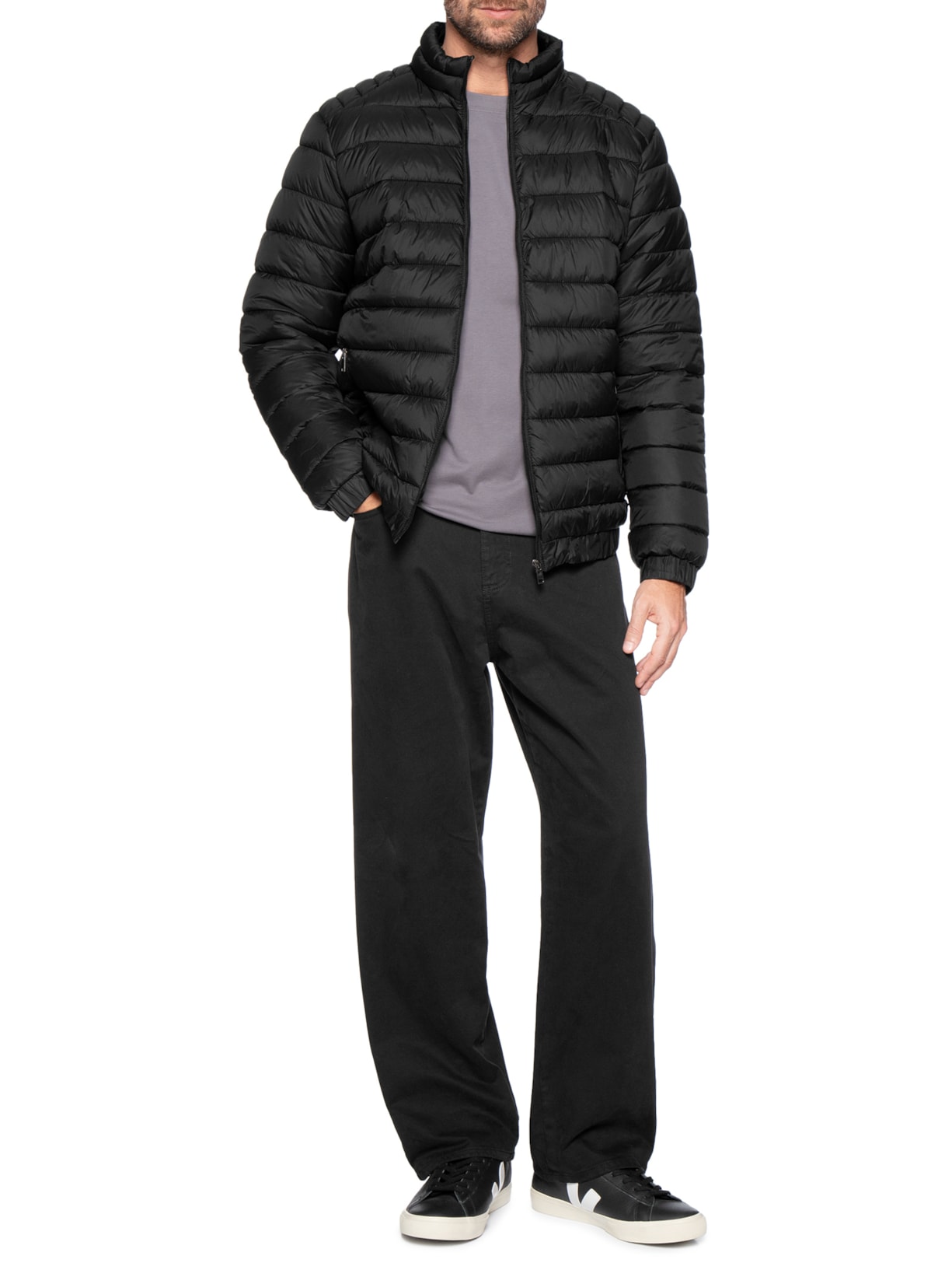 Jaqueta Masculina Puffer Básica Preto Basiq Men