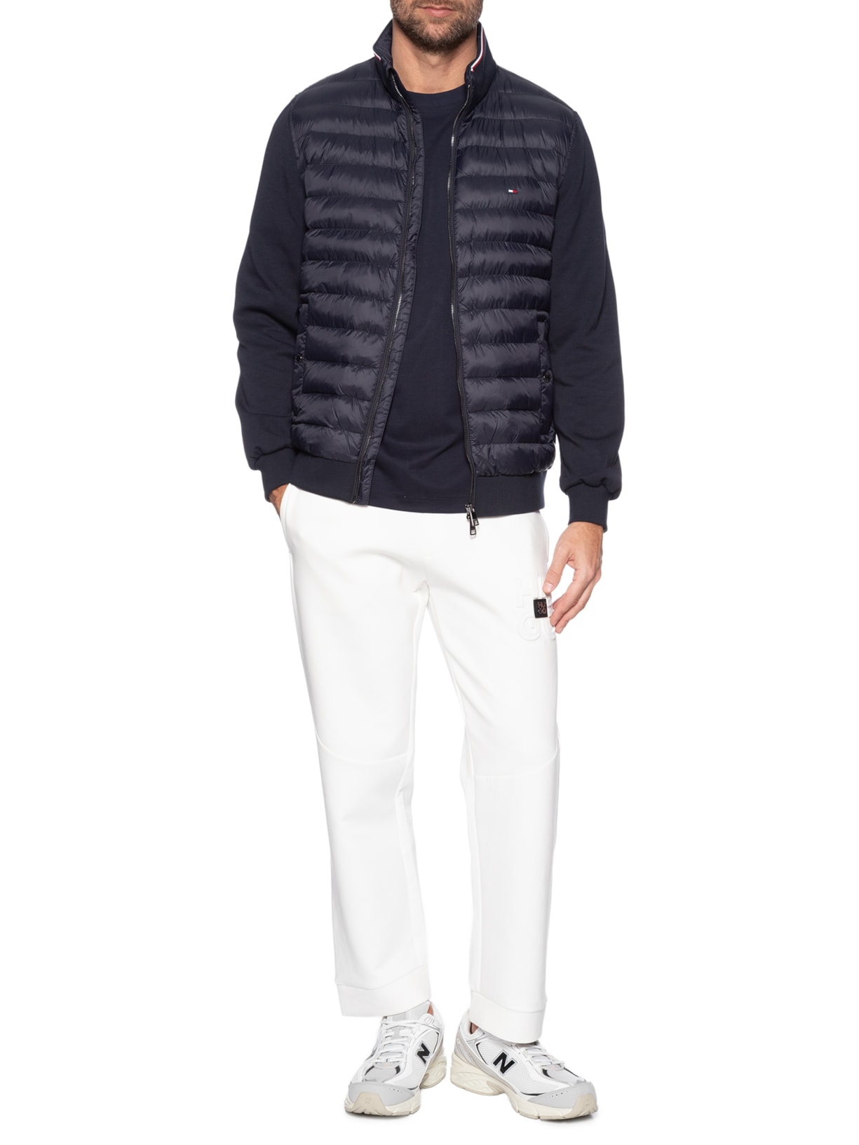 Jaqueta Masculina Puffer Básica Stand Collar Azul Tommy Hilfiger