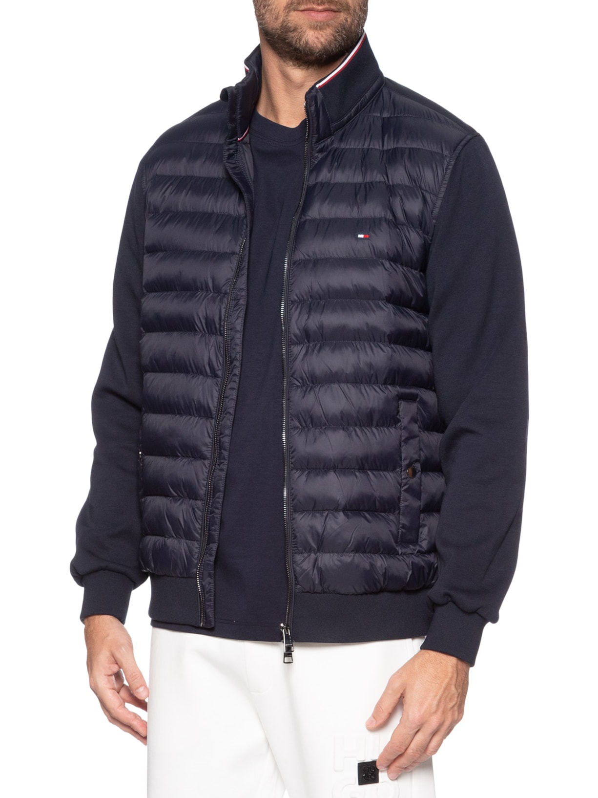 Jaqueta Masculina Puffer Básica Stand Collar Azul Tommy Hilfiger