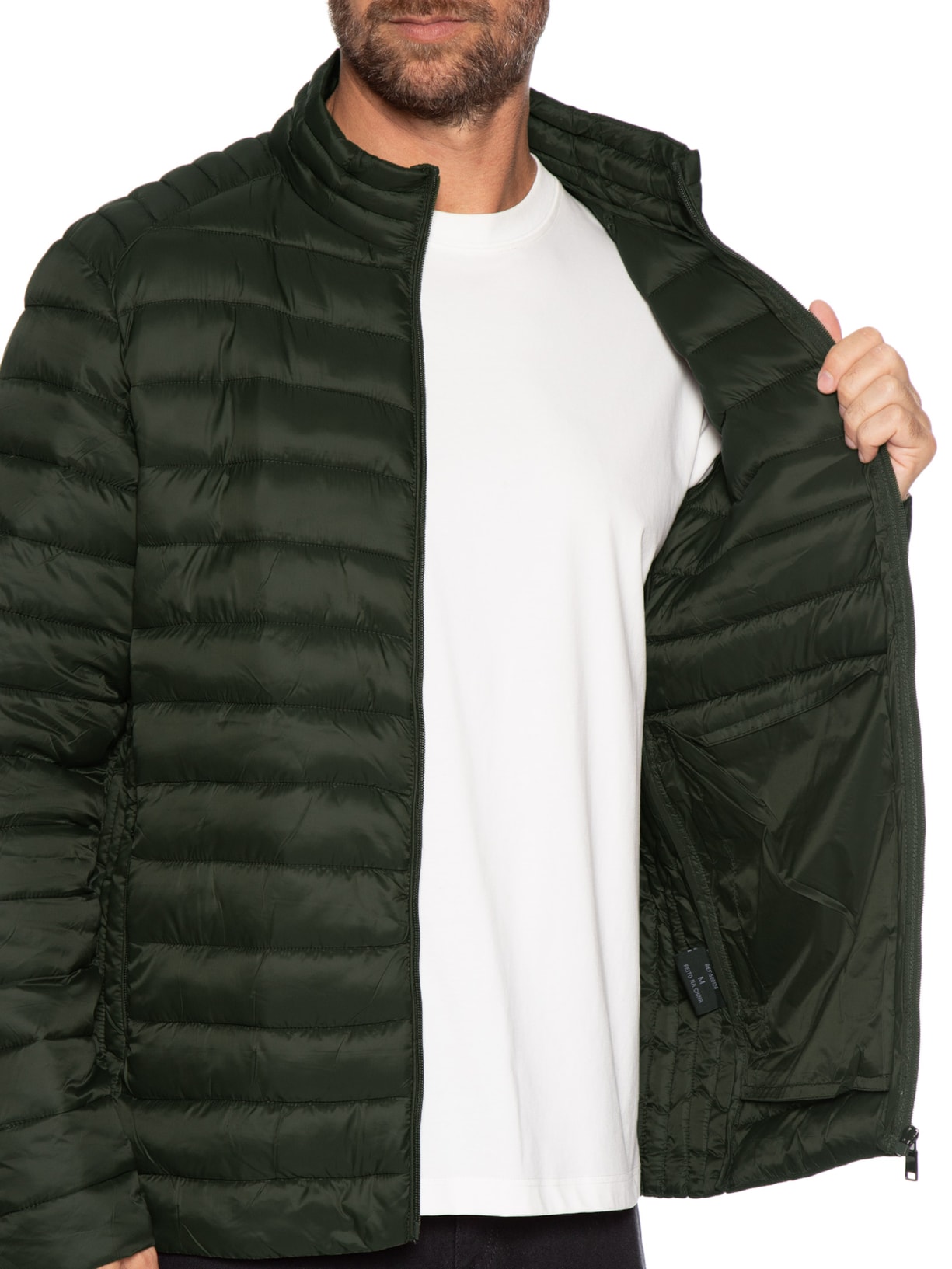 Jaqueta Masculina Puffer Básica Verde Basiq Men