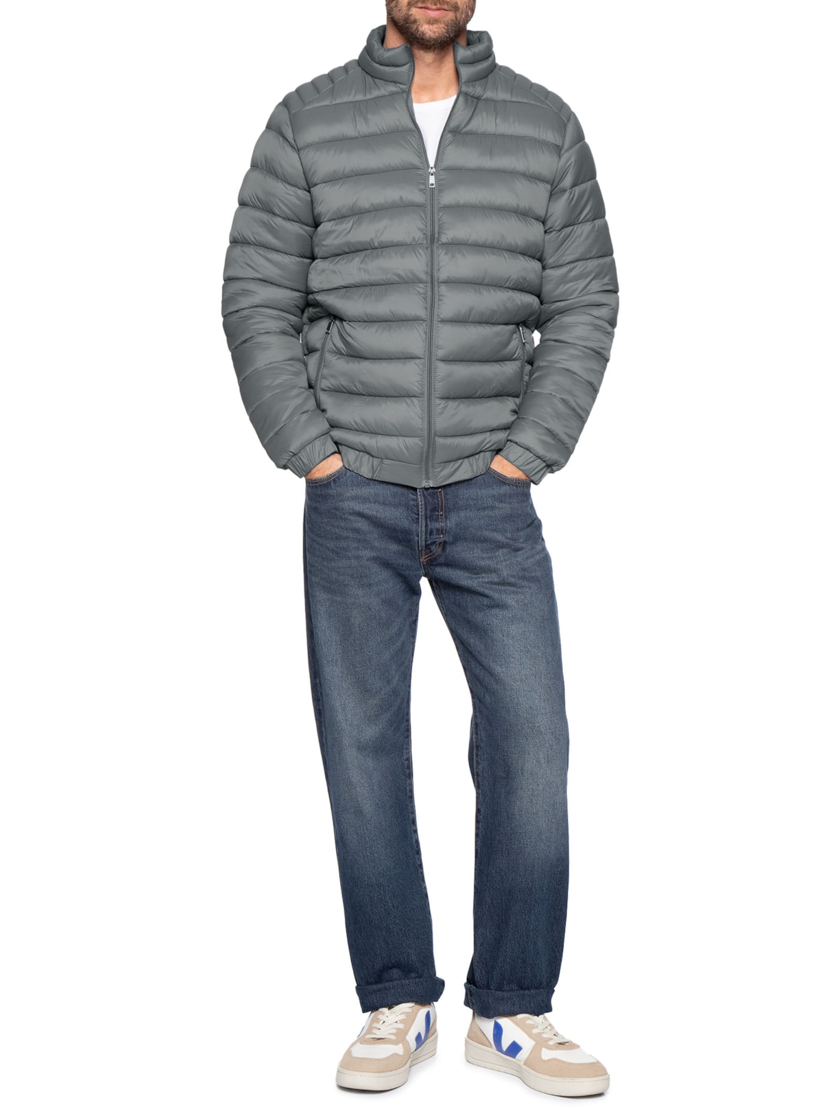 Jaqueta Masculina Puffer Básica – Cinza Basiq Men