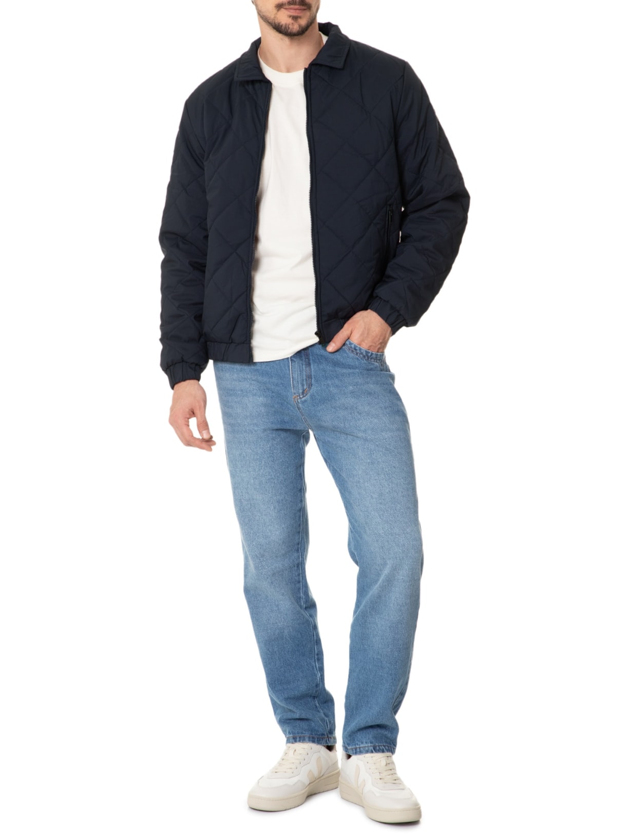 Jaqueta Masculina Puffer Casual Azul Basiq Men