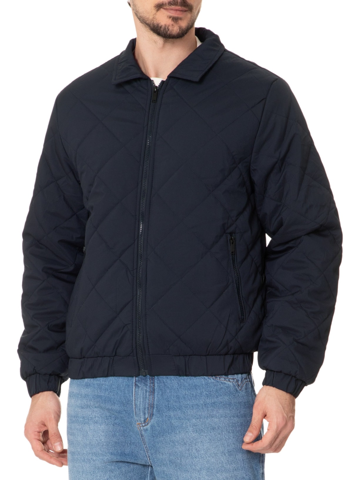 Jaqueta Masculina Puffer Casual Azul Basiq Men