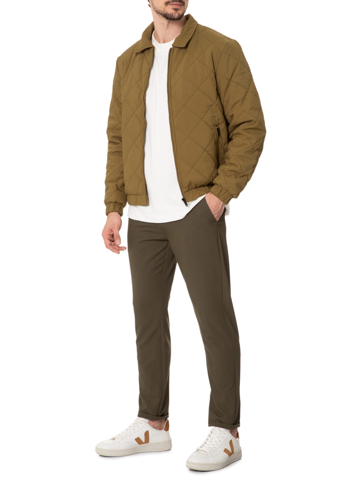 Jaqueta Masculina Puffer Casual Marrom  Basiq Men