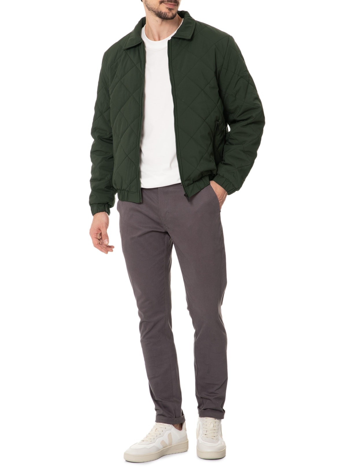 Jaqueta Masculina Puffer Casual Verde Basiq Men